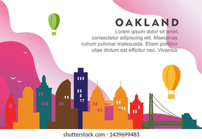 Oakland Washington City Building Cityscape Skyline Dynamic Background Illustration