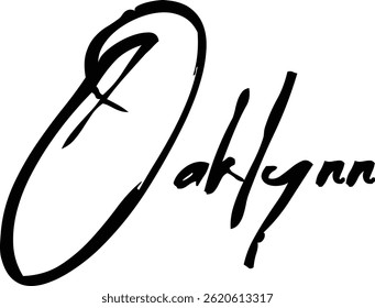 Oaklynn Baby Girl Name In Stylish Brush Typography Text