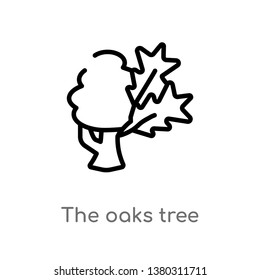 the oaks tree vector line icon. Simple element illustration. the oaks tree outline icon from nature concept. Can be used for web and mobile