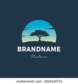 Oaktree silhouette logo design vector illustration	