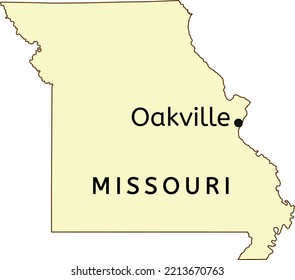 Oakville census-designated place location on Missouri map