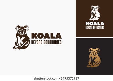 oala Beyond Boundaries Logo: A dynamic letter K forms a koala leaping beyond limits, symbolizing innovation and progress for adventure brands. Layered EPS Vector