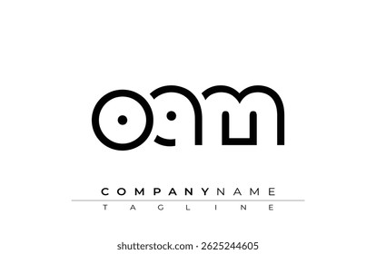 Projeto de carta abstrata OAM. Design de logotipo comercial moderno com tipografia abstrata e estilo contemporâneo