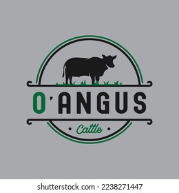 Oangus cattle vector logo design illustration.eps