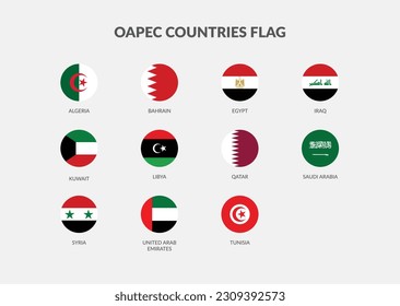OAPEC (Organization of Arab Petroleum Exporting Countries) countries flag icons collection svg