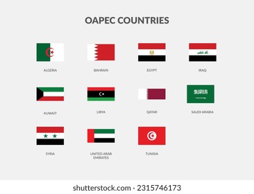 OAPEC - Organización de Países Exportadores de Petróleo Árabes Recogida de íconos de bandera Rectangle.