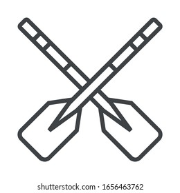 oar black line icon on white background	
