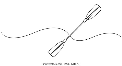 desenho de uma linha contínua de remo, ilustração gráfica vetorial, Ícone vetorial de remo e remo em estilo de contorno, conceito de remo moderno isolado, desenho contínuo de uma linha de remo de barco, único contínuo