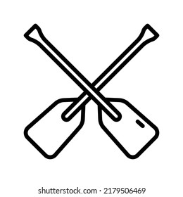 Oar Icon. Line Art Style Design Isolated On White Background