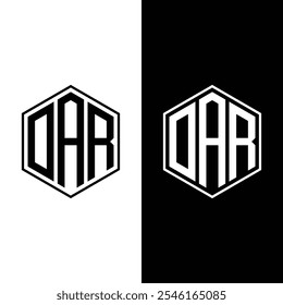 Design de logotipo de letra OAR com forma de polígono. Projeto de logotipo em forma de polígono e cubo OAR.