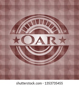 Oar red badge with geometric background. Seamless.