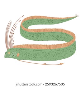 Oarfish Green Blue Color Long Fish in the Sea Vector Illustration EPS Format 