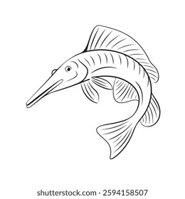Oarfish illustration line art design