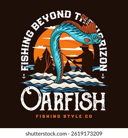 Oarfish Logotype in Colorful Vector Cartoon Illustration for sticker badge emblem t-shirt banner invitation