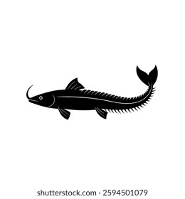 Oarfish Silhouette Vector Art | Black Oarfish Fish Illustration Design