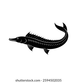 Oarfish Silhouette Vector Art | Black Oarfish Fish Illustration Design