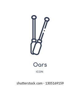oars icon from nautical outline collection. Thin line oars icon isolated on white background.
