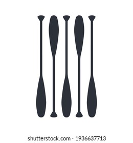 Oars isolated on a white background. Beaver tail canoe paddles in flat style, vector illustration.