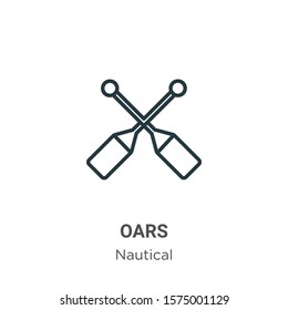Oars outline vector icon. Thin line black oars icon, flat vector simple element illustration from editable nautical concept isolated on white background