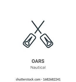 Oars outline vector icon. Thin line black oars icon, flat vector simple element illustration from editable nautical concept isolated stroke on white background