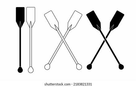 oars padlle icon set isolated on white background