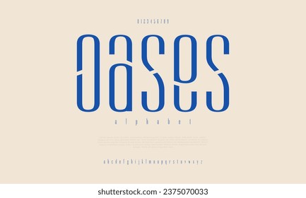 Oases premium luxury elegant alphabet letters and numbers. Elegant wedding typography classic serif font decorative vintage retro. Creative vector illustration