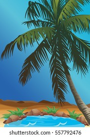 oasis in the desert with palm
