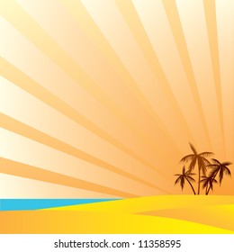 An oasis is in the desert. Vector.