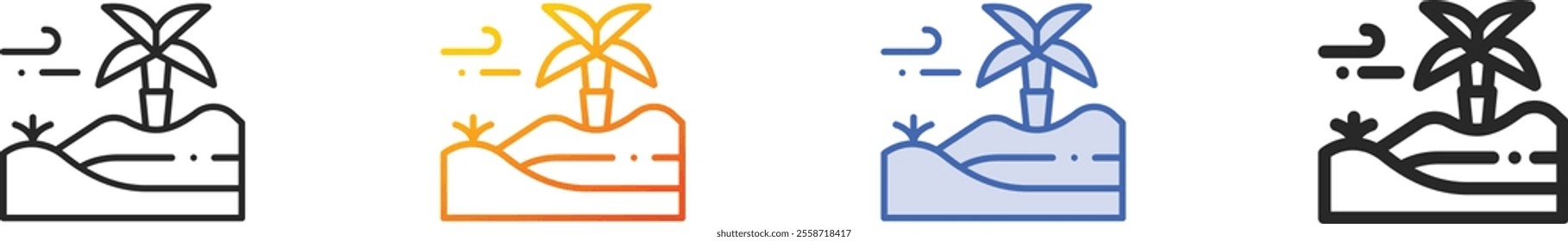 oasis icon.Thin Linear, Gradient, Blue Stroke and bold Style Design Isolated On White Background