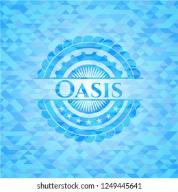 Oasis light blue emblem. Mosaic background