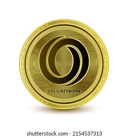 Oasis Network (ROSE) coin isolated on white background. Cryptocurrency blockchain (crypto currency) digital currency alternative currency. 3D Vector illustration. Symbol of business modern gold, money