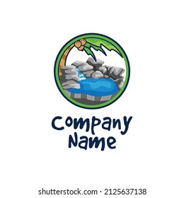 Oasis O Vector Logo. Logo Brand Pool Nature Palm Tree.