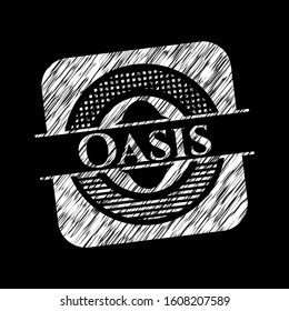 Oasis on chalkboard. Vector Illustration. Detailed.