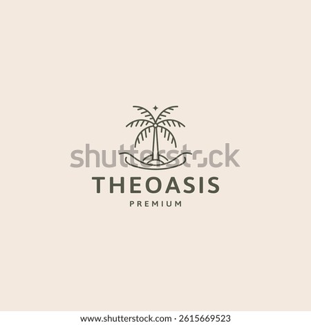 Oasis palm tree simple line art logo inspiration vector illustration