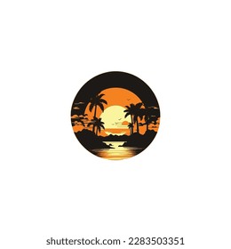 oasis silhouette modern logo vector