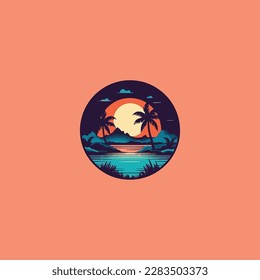 oasis silhouette modern logo vector