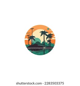 oasis silhouette modern logo vector