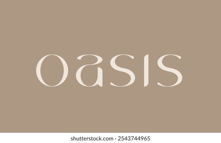 OASIS word mark logo text. Luxury, decorative serif font lowercase customized lettering. Typography, calligraphy concept. Beauty and style creative initials isolated on dark background.