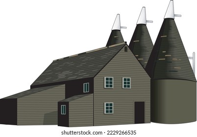 Oast House Building Vector Illustration