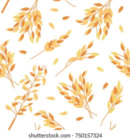 Oat branches seamless pattern - vector illustration 