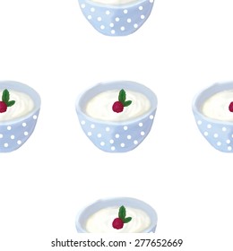 oat breakfast cereal with raspberries the background pattern vector