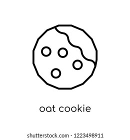 oat cookie icon. Trendy modern flat linear vector oat cookie icon on white background from thin line Christmas collection, outline vector illustration