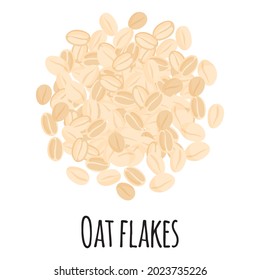 Oat flakes for template farmer market design, label and packing. Natural energy protein organic super food. Vector cartoon isolated illustration.