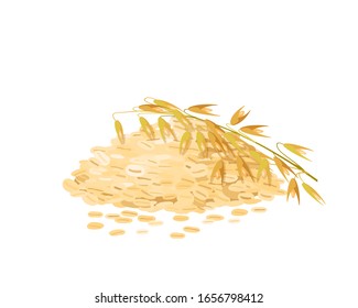 Grano de avena y oreja de pico. Icono plano de ilustración vectorial aislado en blanco.