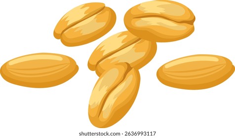 Oat grains falling and rotating on a white background, creating a dynamic and appetizing visual suitable for food and beverage marketing campaigns