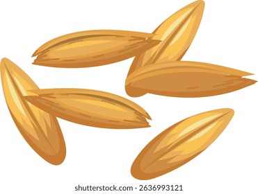 Oat grains falling and rotating on a white background, creating a dynamic and appetizing visual suitable for food and agriculture related projects