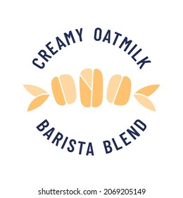 Oat grains vector logo template for dairy substitute products, cereal, granola, oatmeal, drinks and cookies.