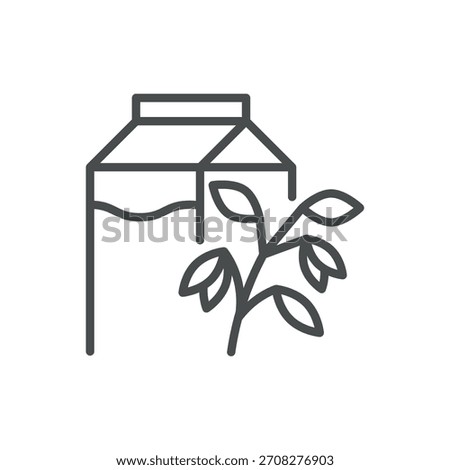 Oat Milk Icon. Thin Line Oat Milk Illustration of Carton and Oat Stalk, Representing Plant-Based Beverage, Vegan Drink Alternative, Organic Dairy‑Free Grain Nutrition. Minimal Outline Vector Sign.