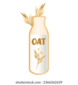 Oat milk on a white background. Plant-based milk. Vector.