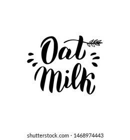 Oat milk typography text logo. Trendy lettering package design. Sticker, banner icon. Vector eps 10.